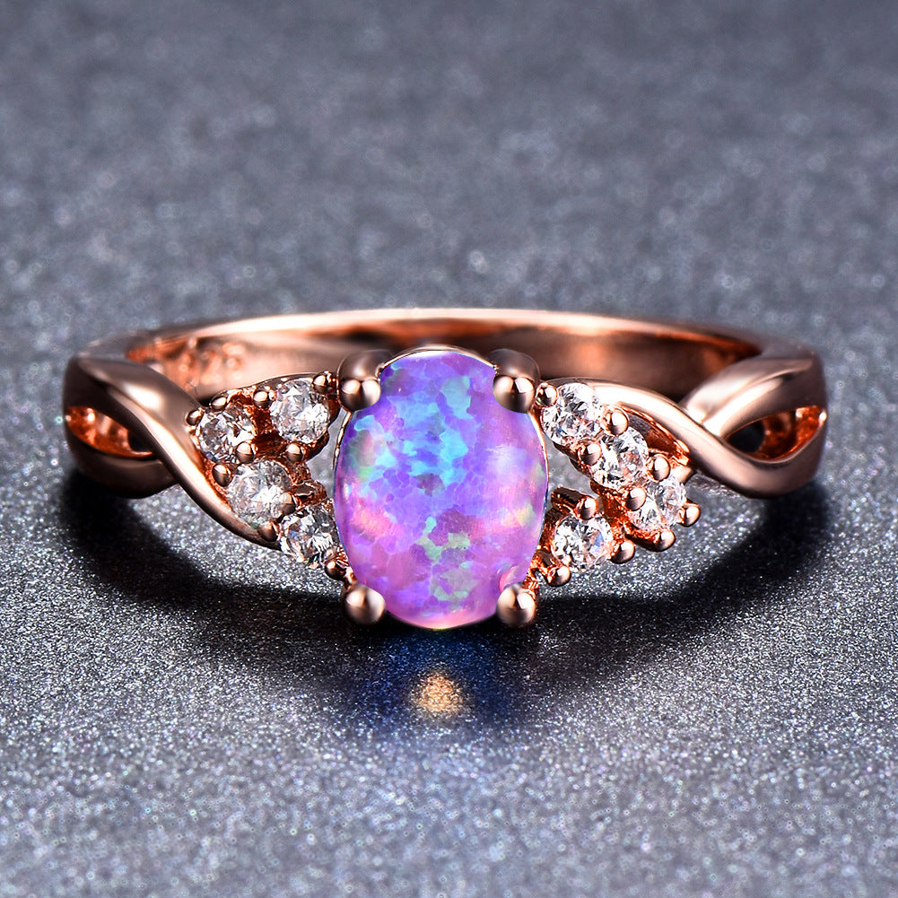 "Unique Elegance" - Copper Opal Diamond Ring
