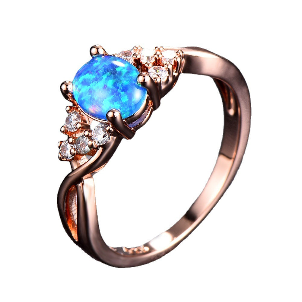 "Unique Elegance" - Copper Opal Diamond Ring