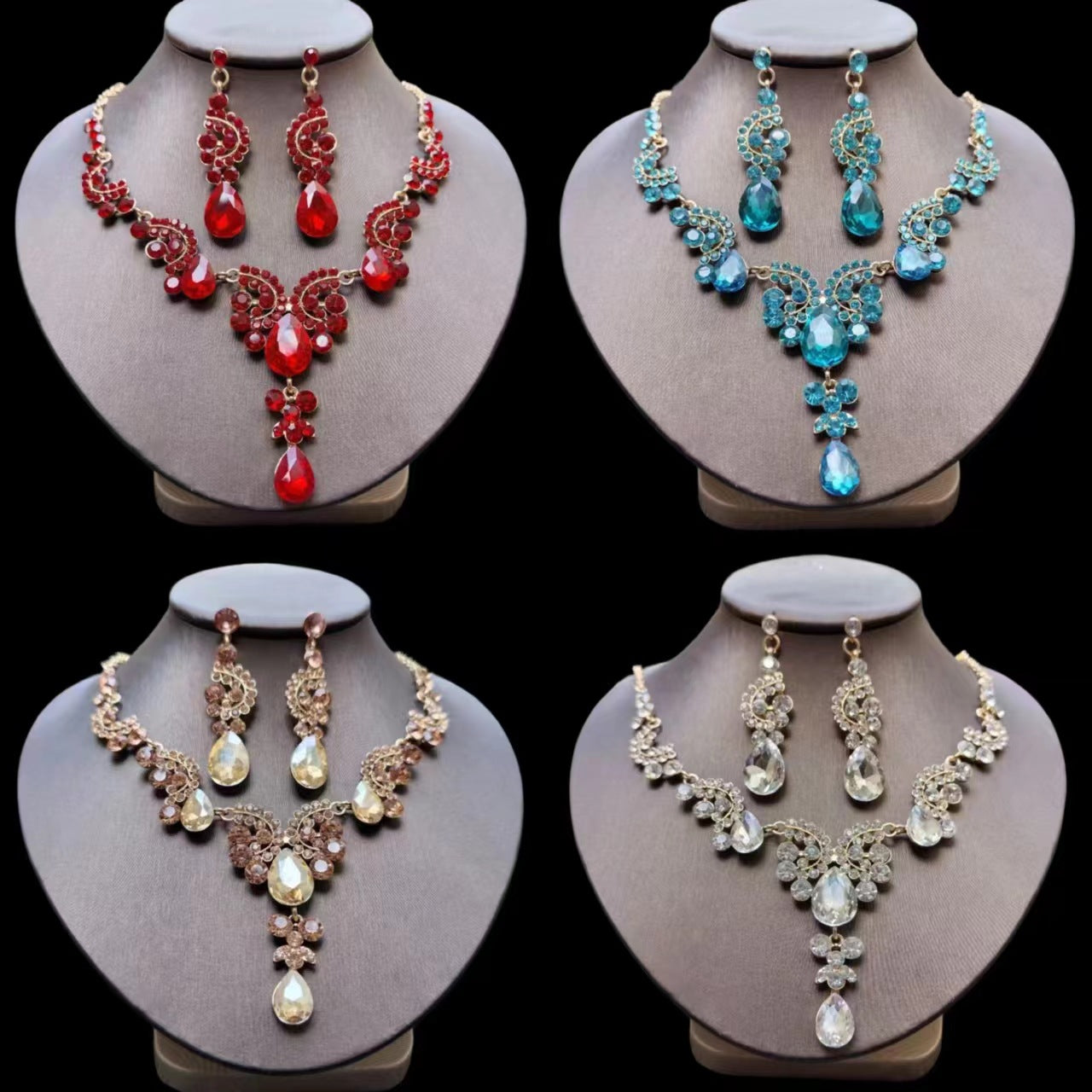 "Glamour Nights" - Zircon Necklace and Earrings Set