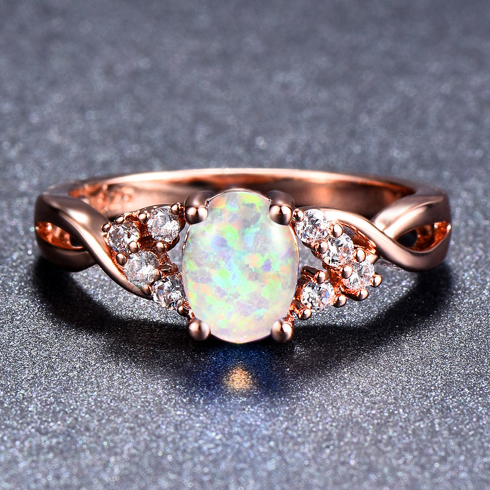 "Unique Elegance" - Copper Opal Diamond Ring