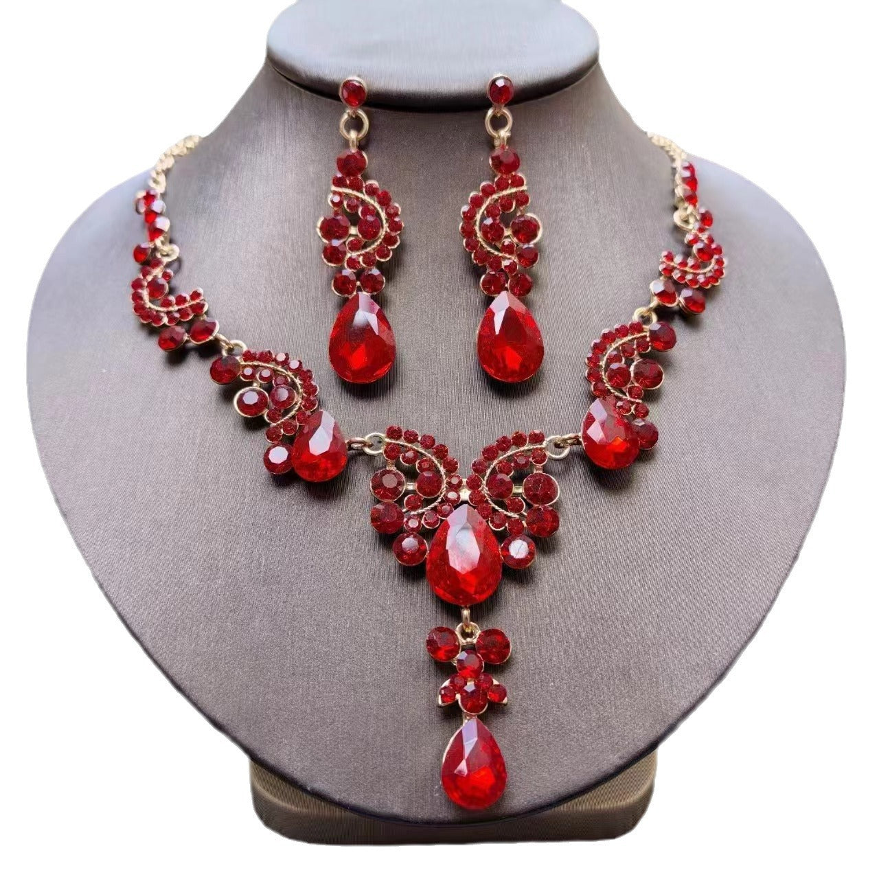 "Glamour Nights" - Zircon Necklace and Earrings Set
