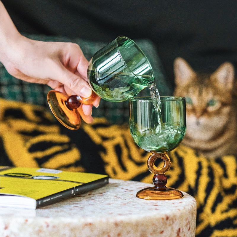 "Mint for Me" - Retro Beaded Goblet Borosilicate Glass