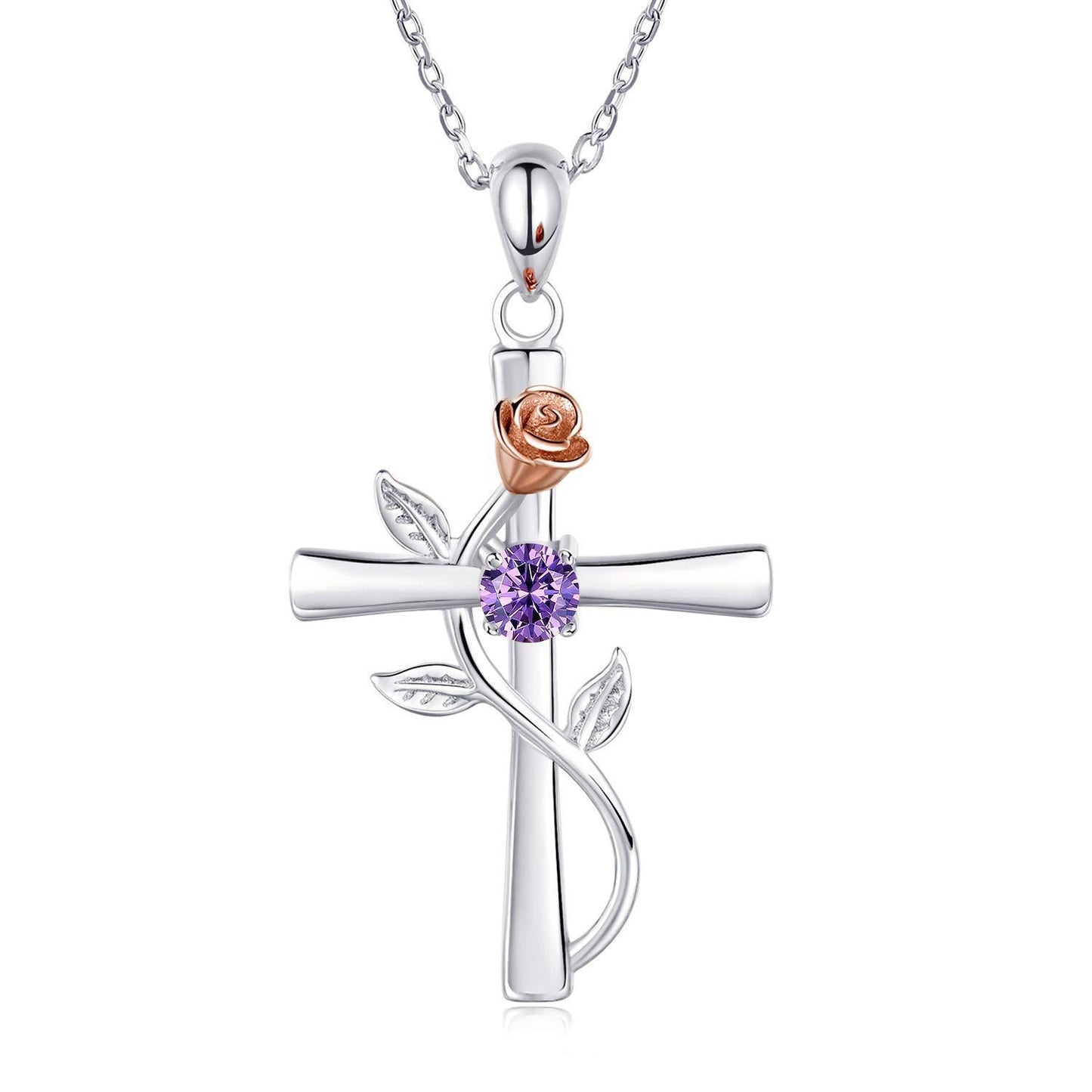 "Rose from the Cross" - Necklace (Birthstone)