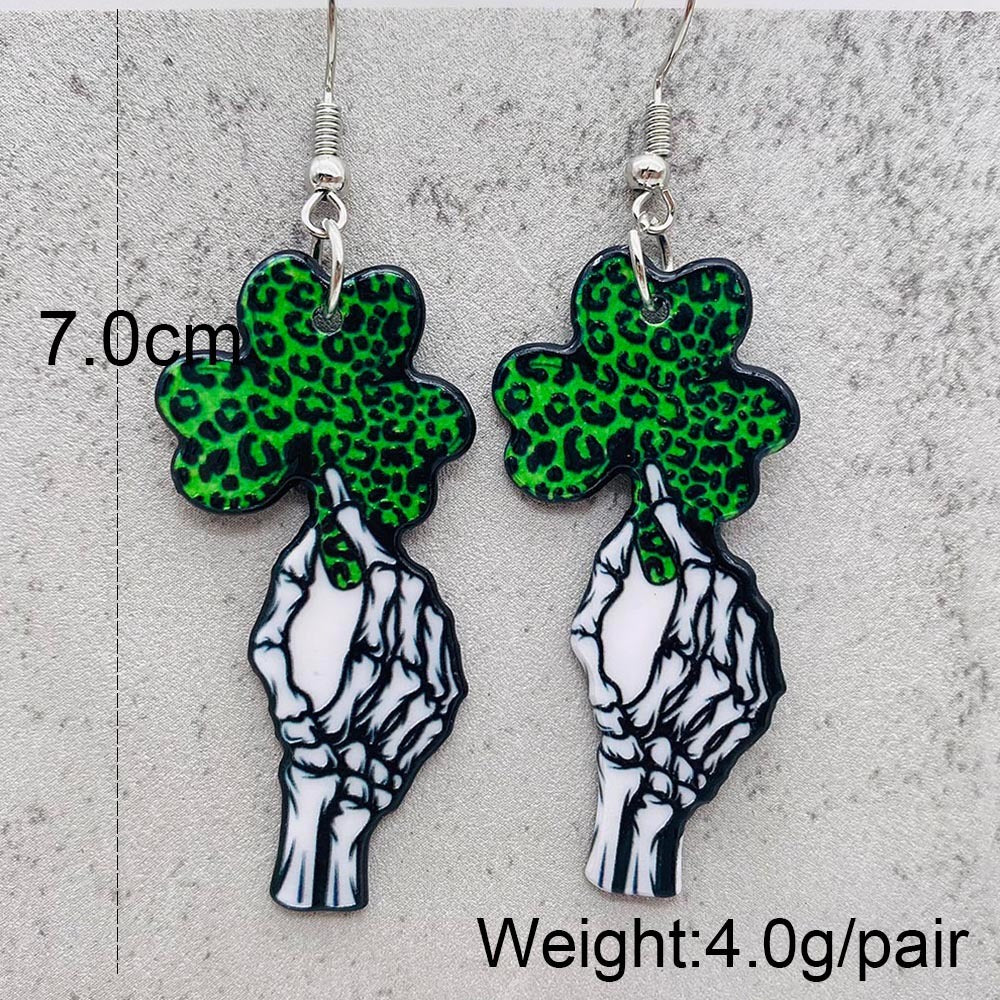 St Patrick's Day Skull Earrings