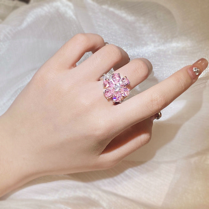 "Cherry Blossom" - Flower-shaped Zircon Diamond Ring