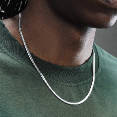 3mm Stainless Steel Flat Snake Bone Chain Necklace