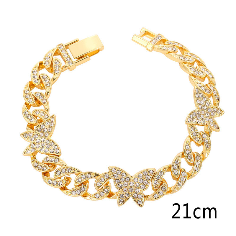 Micro-inlaid Zircon Butterfly Cuban Bracelet