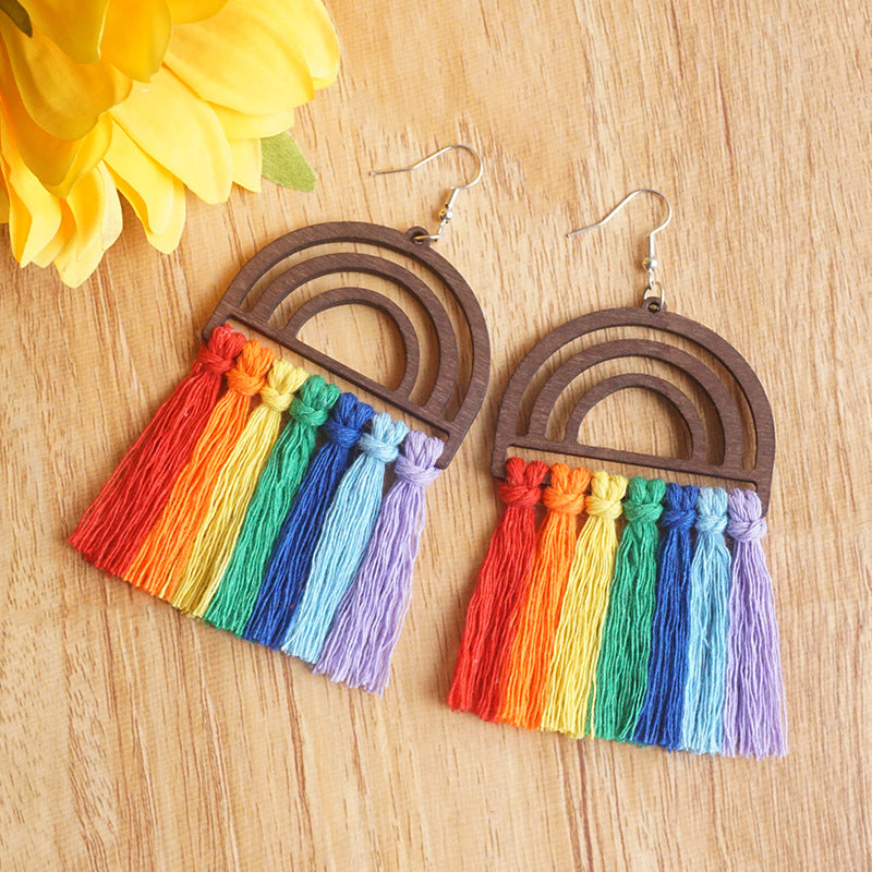 Hand-woven Colorful Tassel Earrings