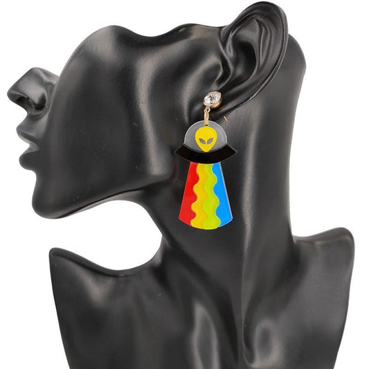 "Ethereal Pride"- Rainbow Alien Earrings