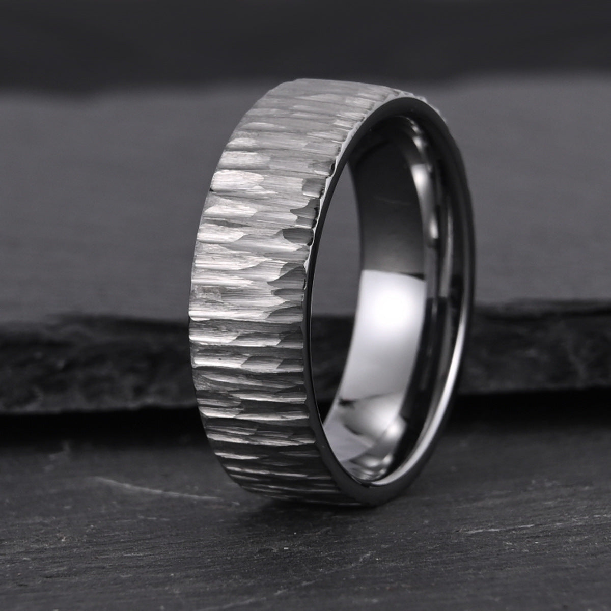 Natural Flat Hammer Pattern Ring
