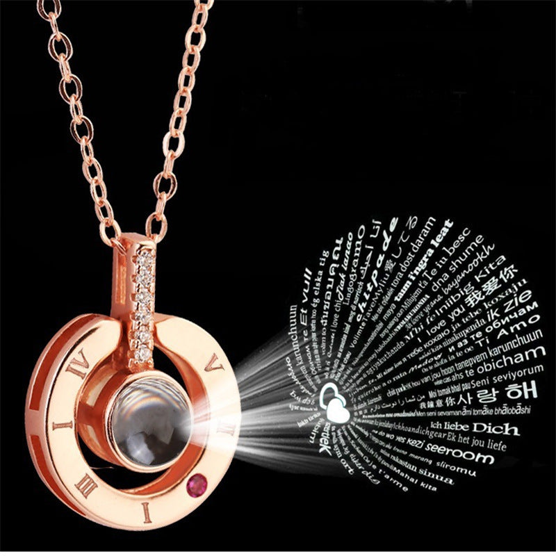 "I Love You" - S925 Sterling Silver 100 Languages Projection Necklace