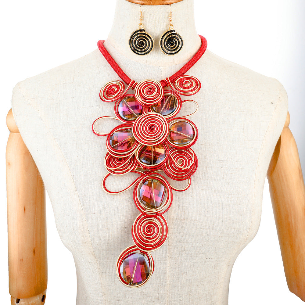 "Uniquely Divine" - Handmade Glass Aluminum Wire Necklace and Earrings Set