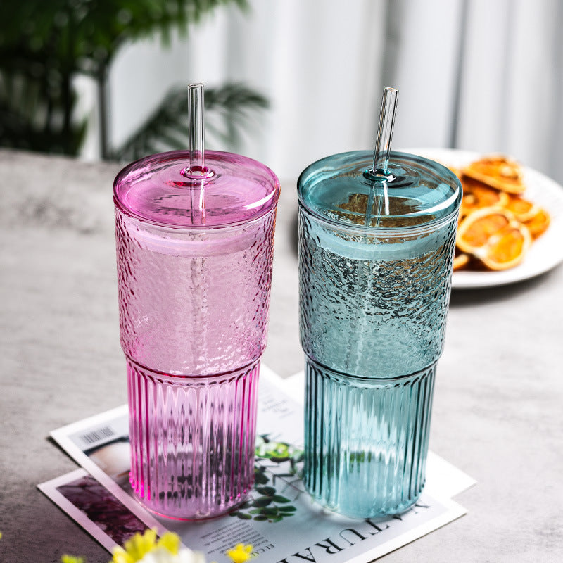 Glass Tumbler with Straw