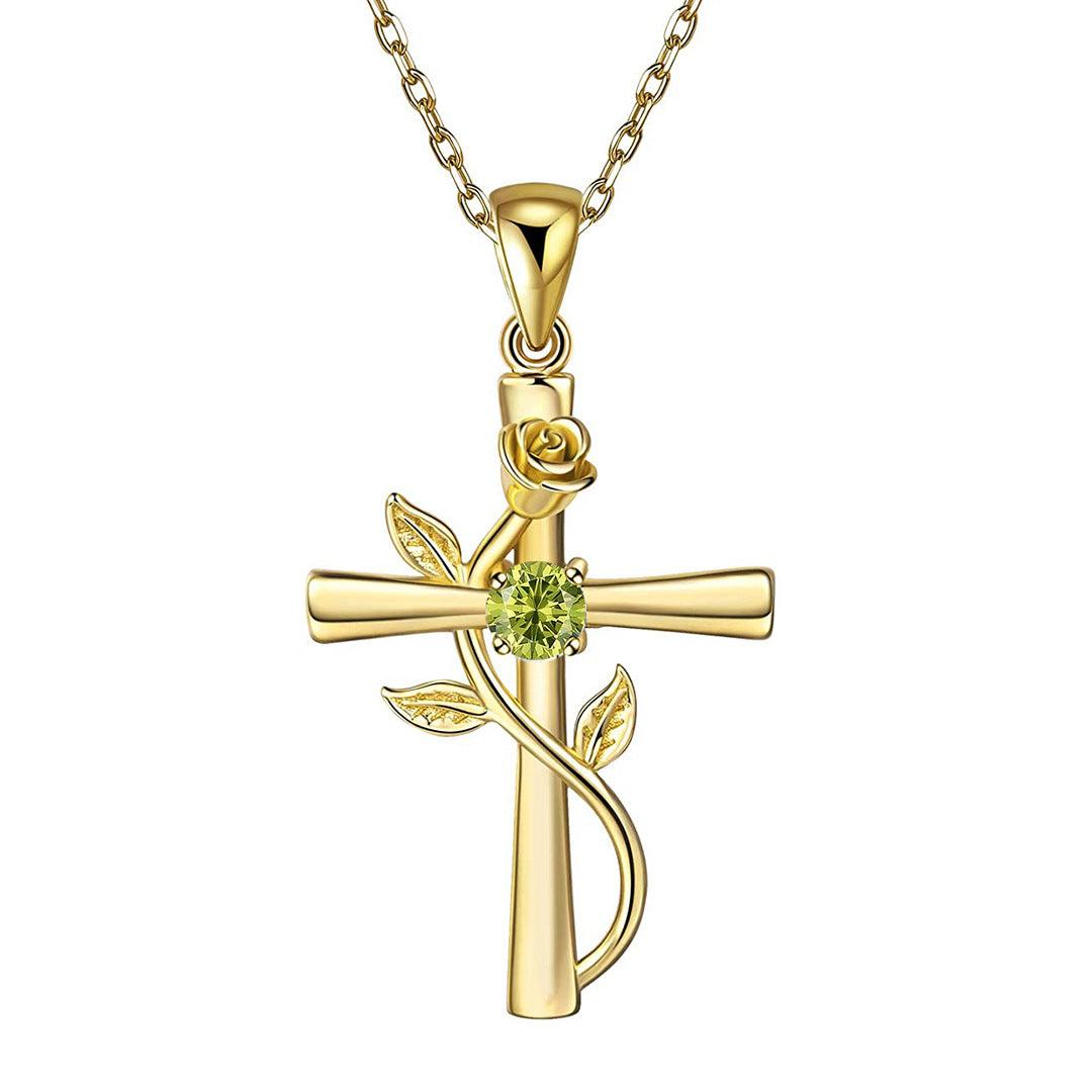 "Rose from the Cross" - Necklace (Birthstone)