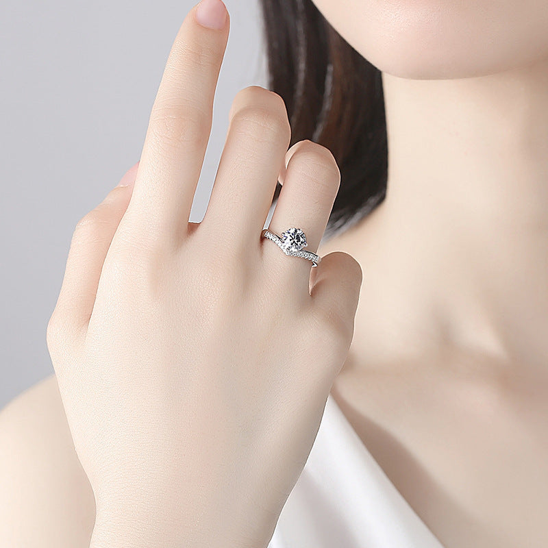 "Her Elegance" - Silver Simulated Moissanite Diamond Ring