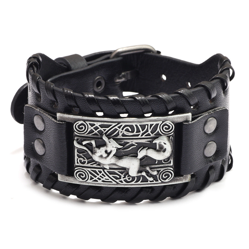 Leather Metal Extra Wide Bracelet