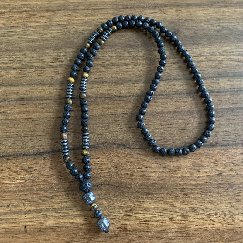 Black Matte Volcanic Rock Necklace