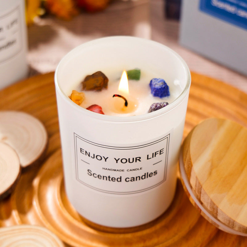 Handmade Natural Crystal Aroma therapy Soy Candle