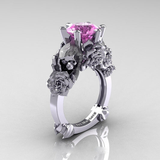 Pink Zircon Skull Ring