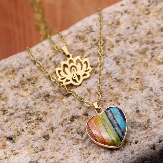 "Heart of Rainbow" - Gold-plated Chain Necklace