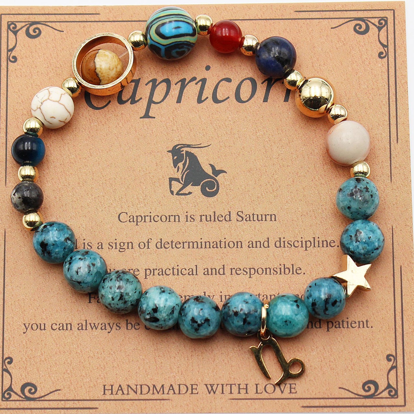 "Beads of Zodiac" - Natural Hemp Stone Bracelet