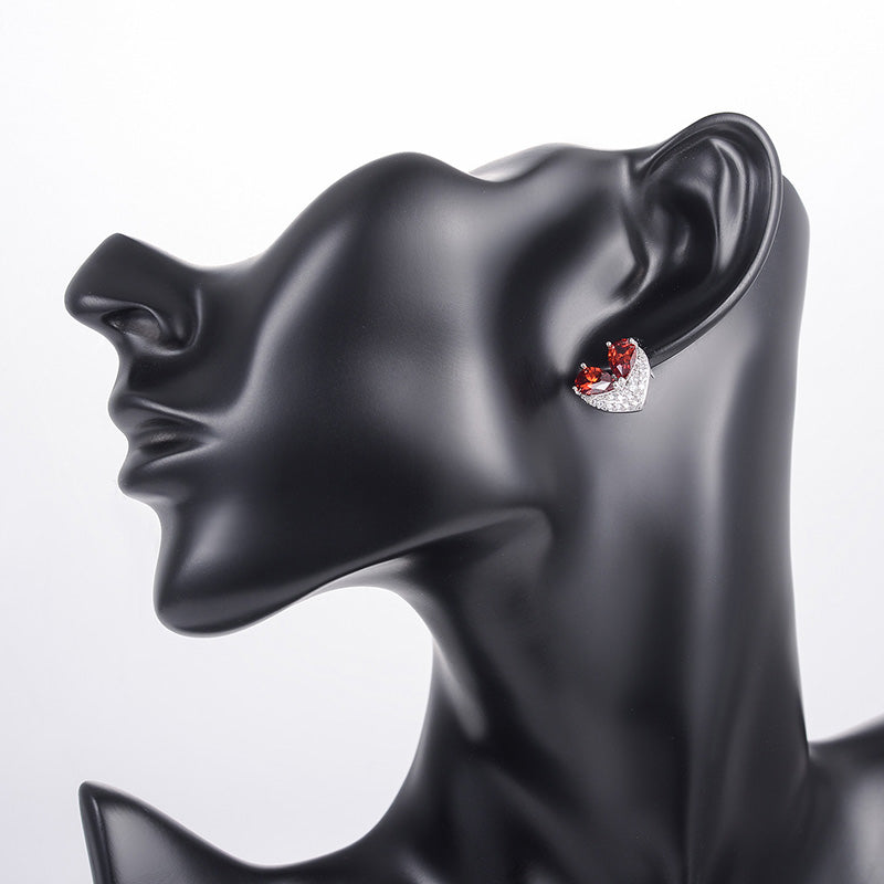 Lady Bug Heart Stud Earrings