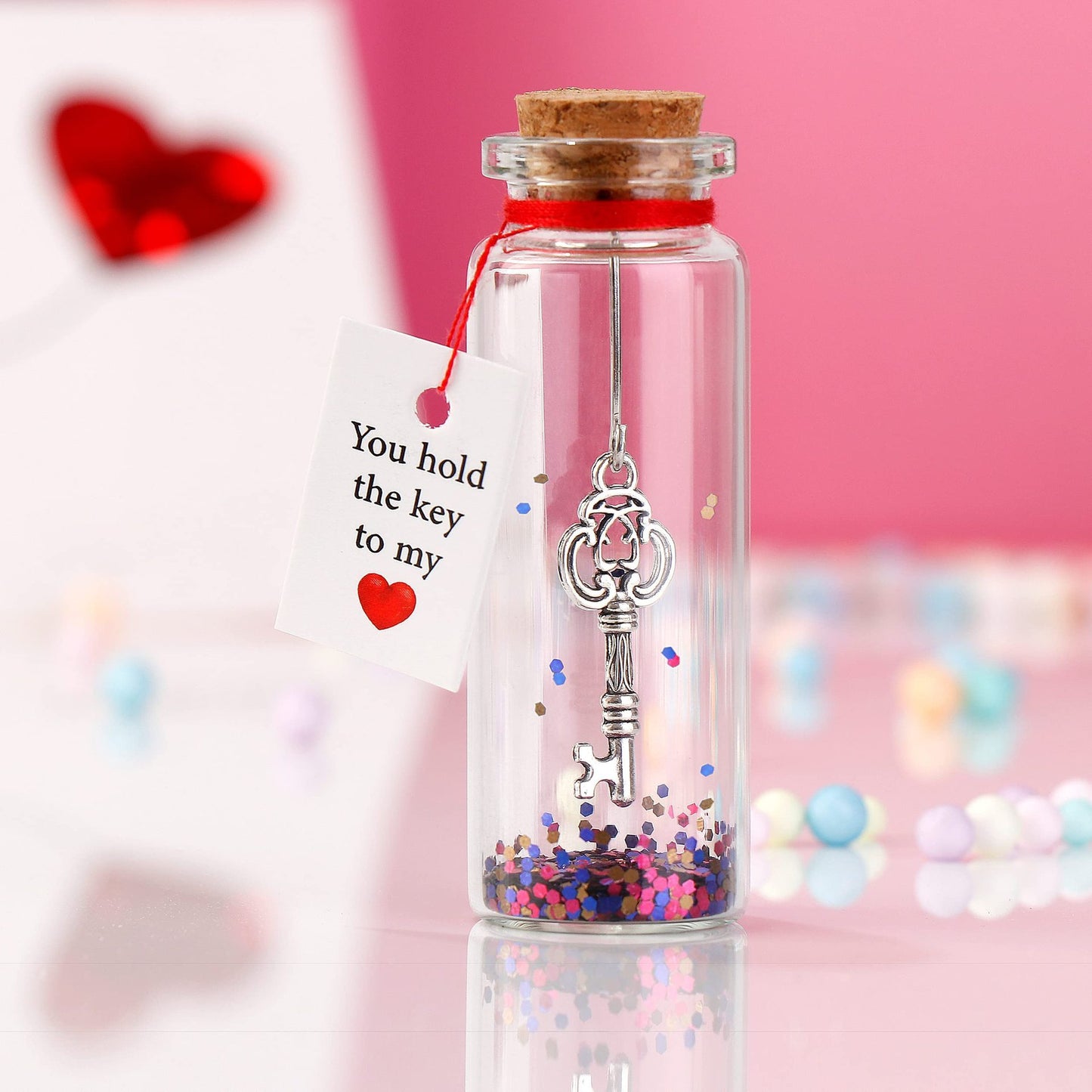 "You Hold the Key to My Heart" - Valentine's Day Wishing Bottle Pendant