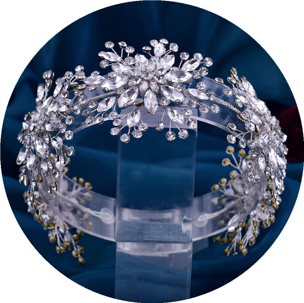 Handmade 3D Flower Rhinestone Bridal Hairband
