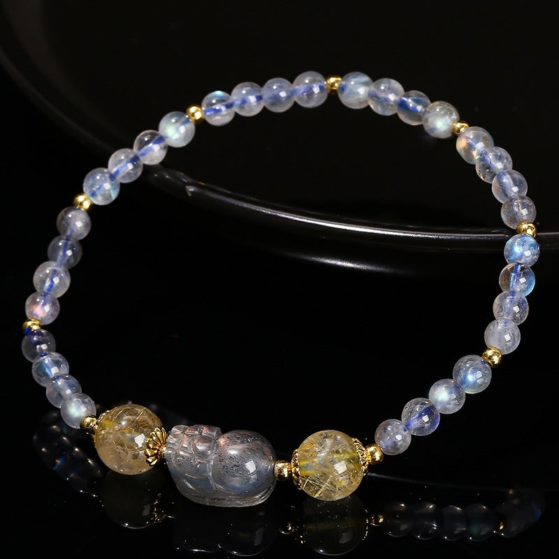 "Moonlit Glimmer" - Handmade Natural Moonstone Bracelet