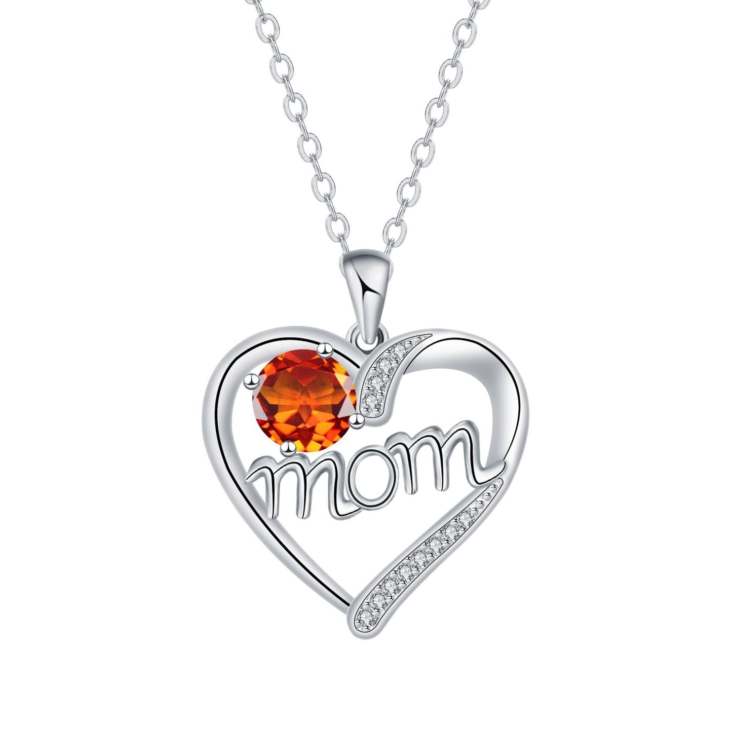 "MOM" - Heart-shaped Simulated Stone Necklaces