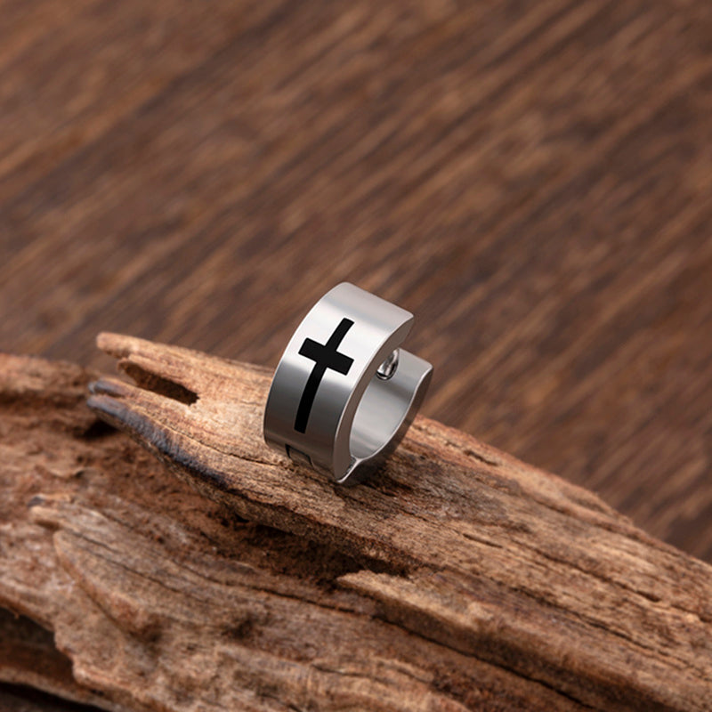 Stainless Steel Cross Stud Earrings