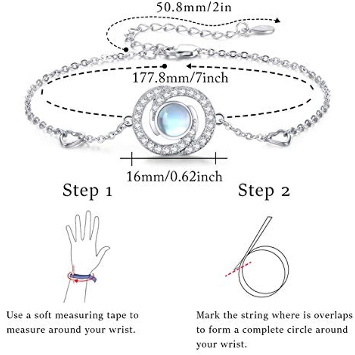 "Moonstone Infinity" - Sterling Silver Link Bracelet