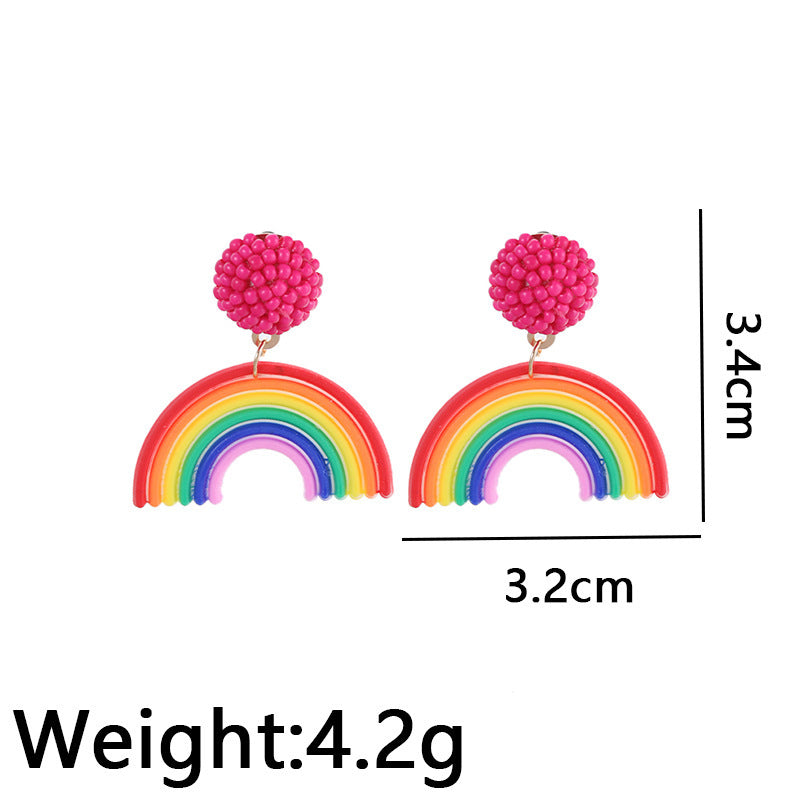 "Lucky Rainbow" - Rice Bead Head Rainbow Earrings