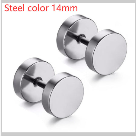 8MM Stainless Steel Barbell Earrings for Men and Women