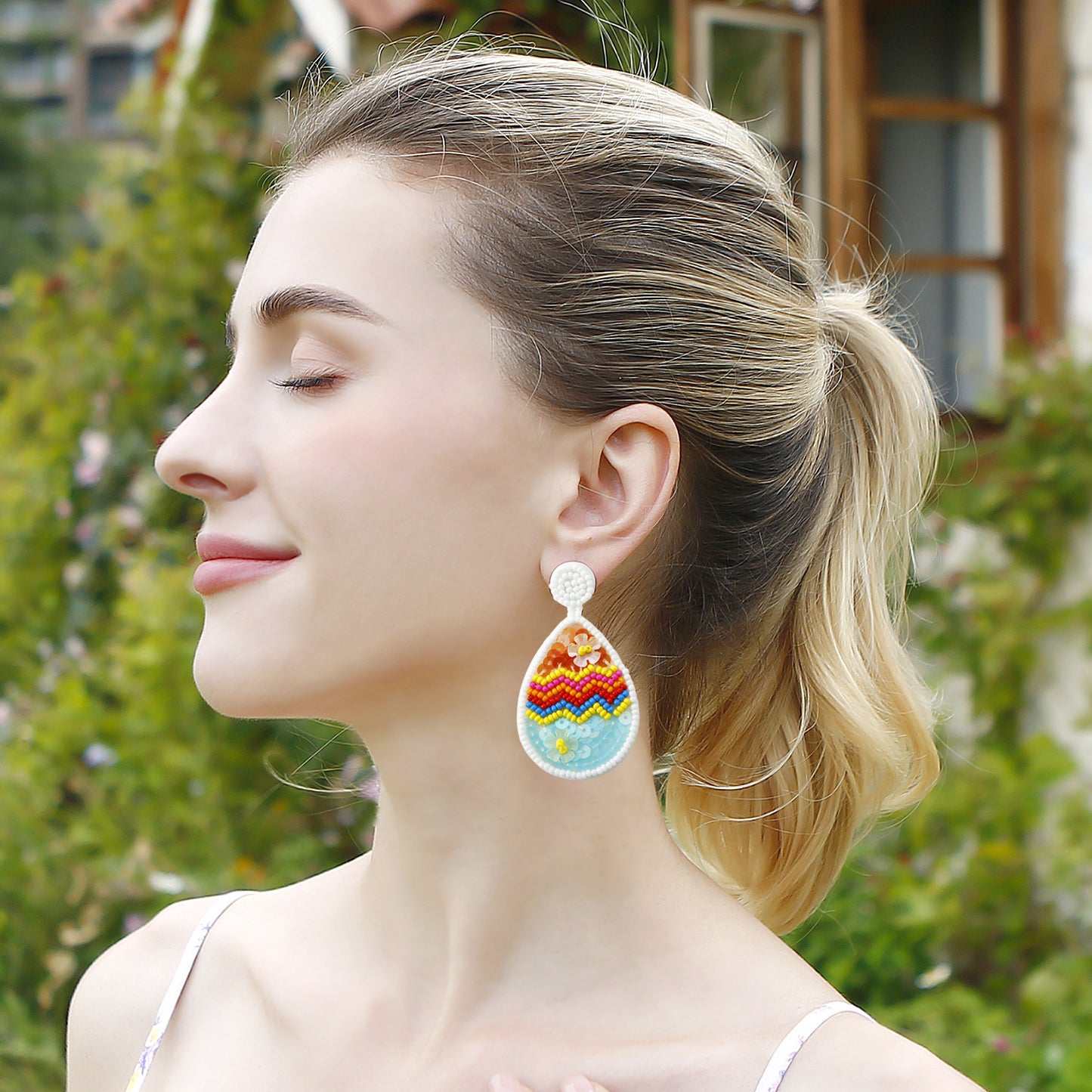 Handwoven Easter Egg Earrings