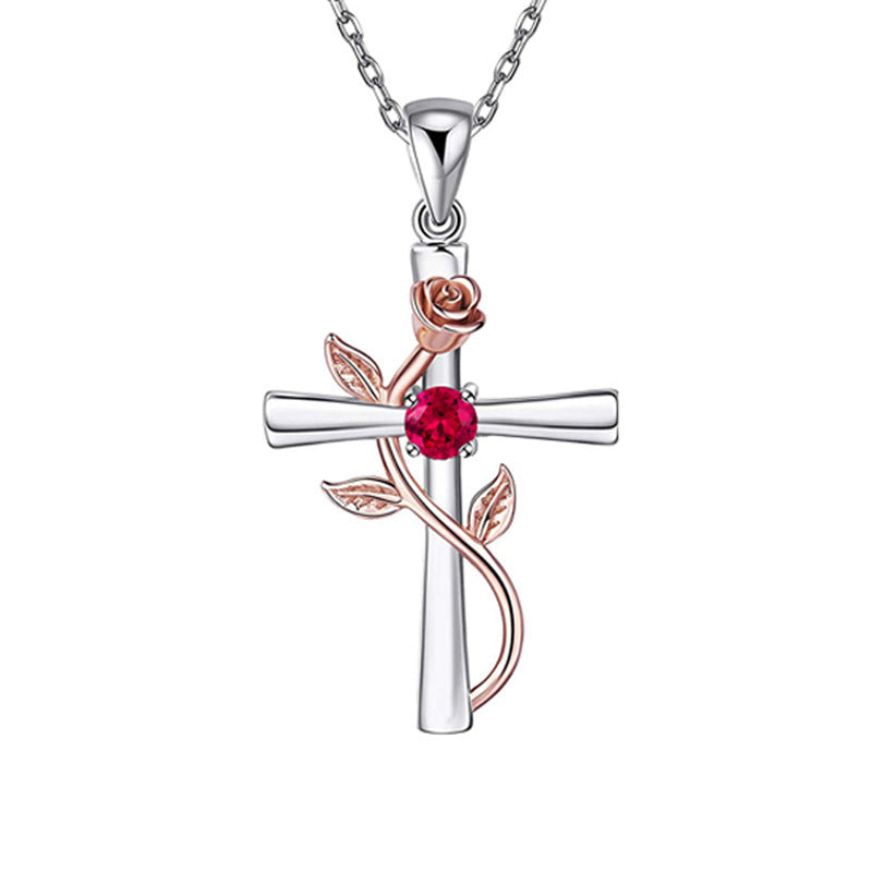 "Rose from the Cross" - Necklace (Birthstone)
