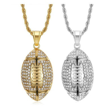 316L Stainless Steel Gold-plated Football Pendant Chain