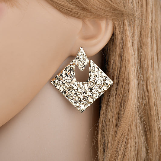 Alloy Rhombus Irregular Earrings