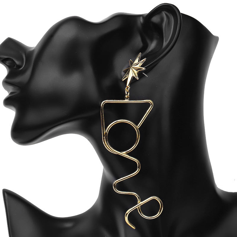 "Love" - Geometric Alloy Earrings