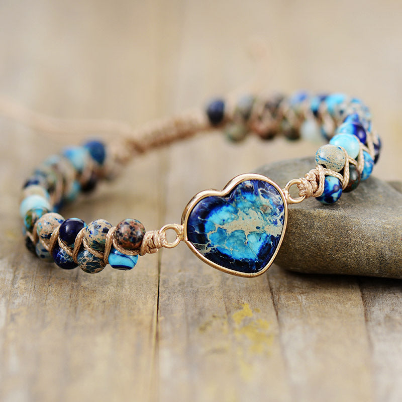 "Emperor Stone" - Handwoven Heart-shaped Bracelet