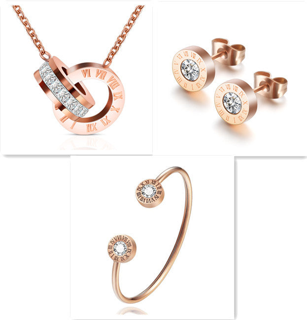 "Roman Numerals" - Diamond Stud Earrings