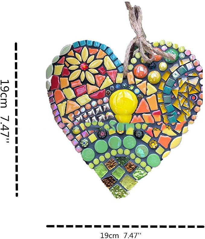 "Mosaic Heart" - Colorful Hanging Garden Ornament