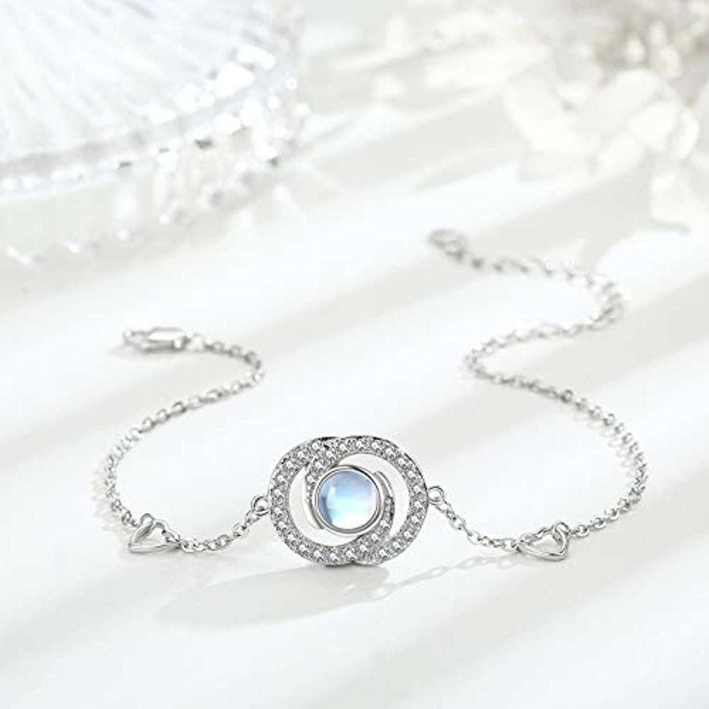 "Moonstone Infinity" - Sterling Silver Link Bracelet