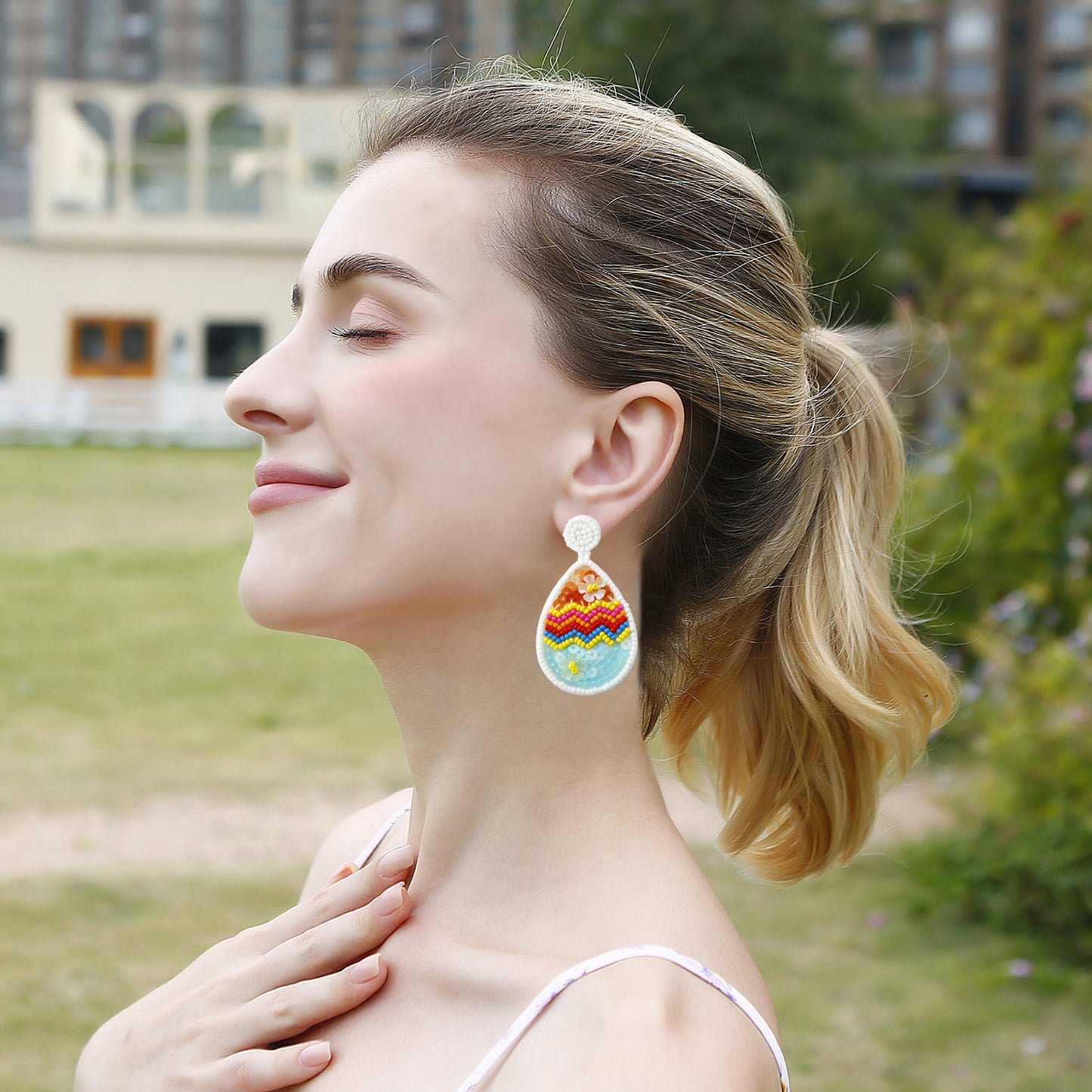 Handwoven Easter Egg Earrings