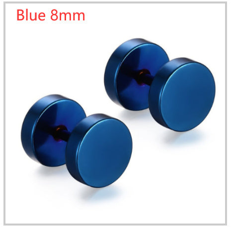 8MM Stainless Steel Barbell Earrings for Men and Women