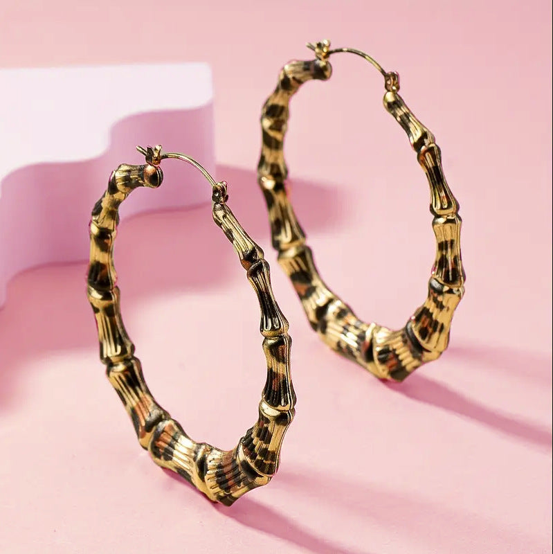 Leopard Print Round Hoop Earrings