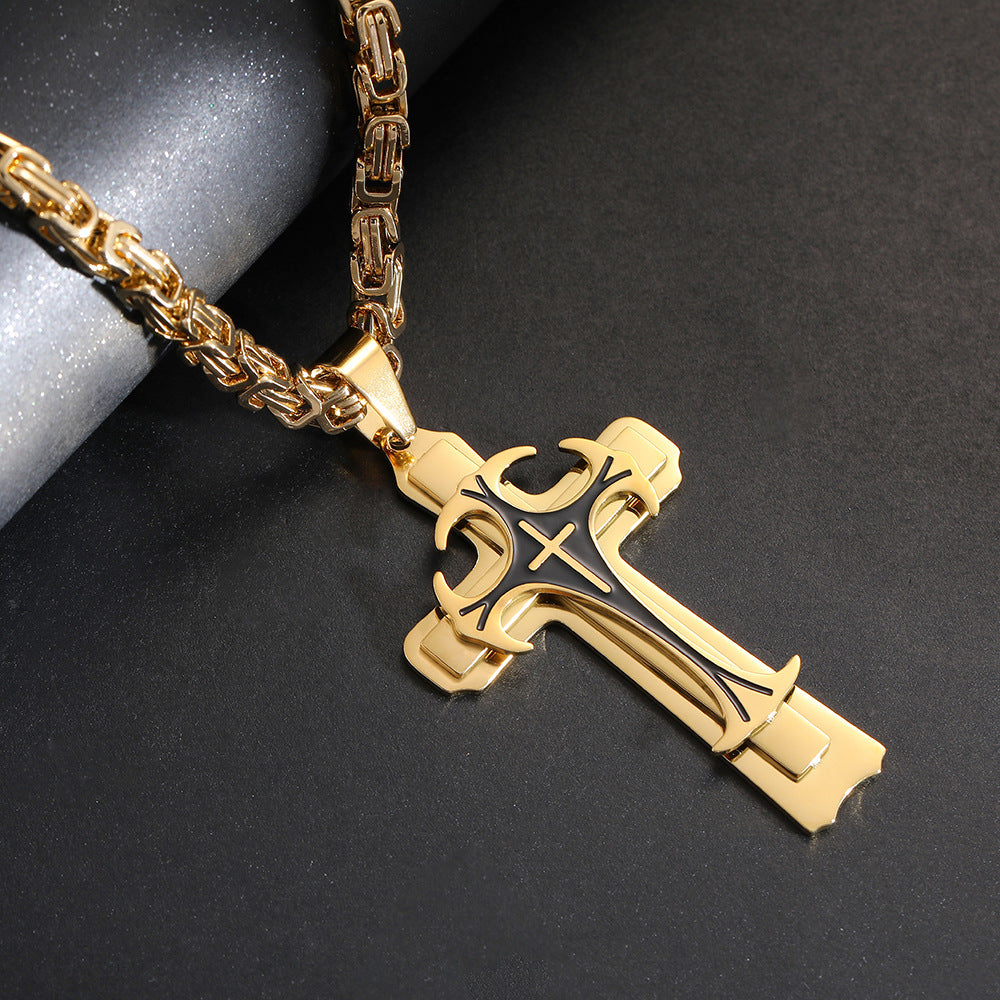 Stainless Steel Christian Trinity Latin Cross Necklace