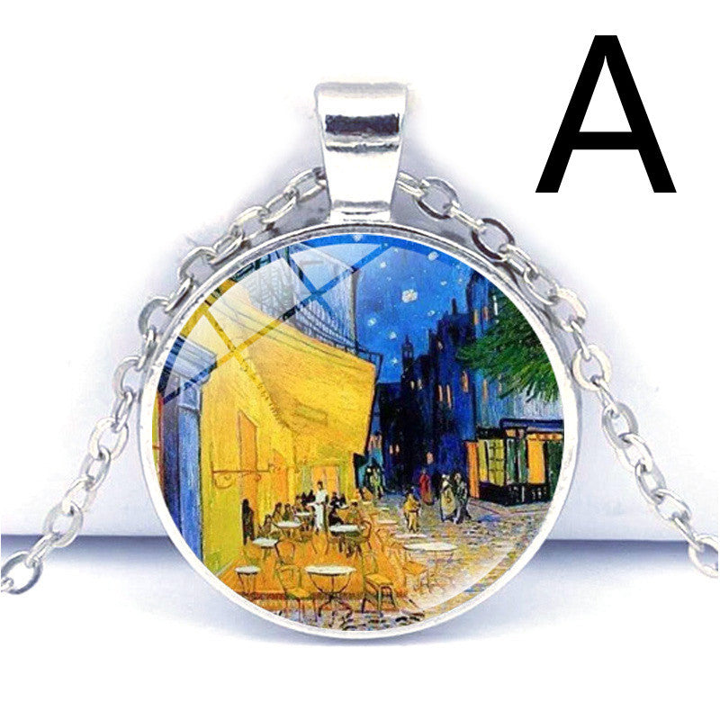 Van Gogh Star Moon Night Time Gemstone Necklace