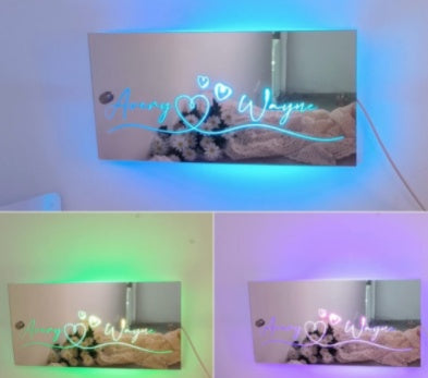 Personalized Name Mirror LED Light For Bedroom