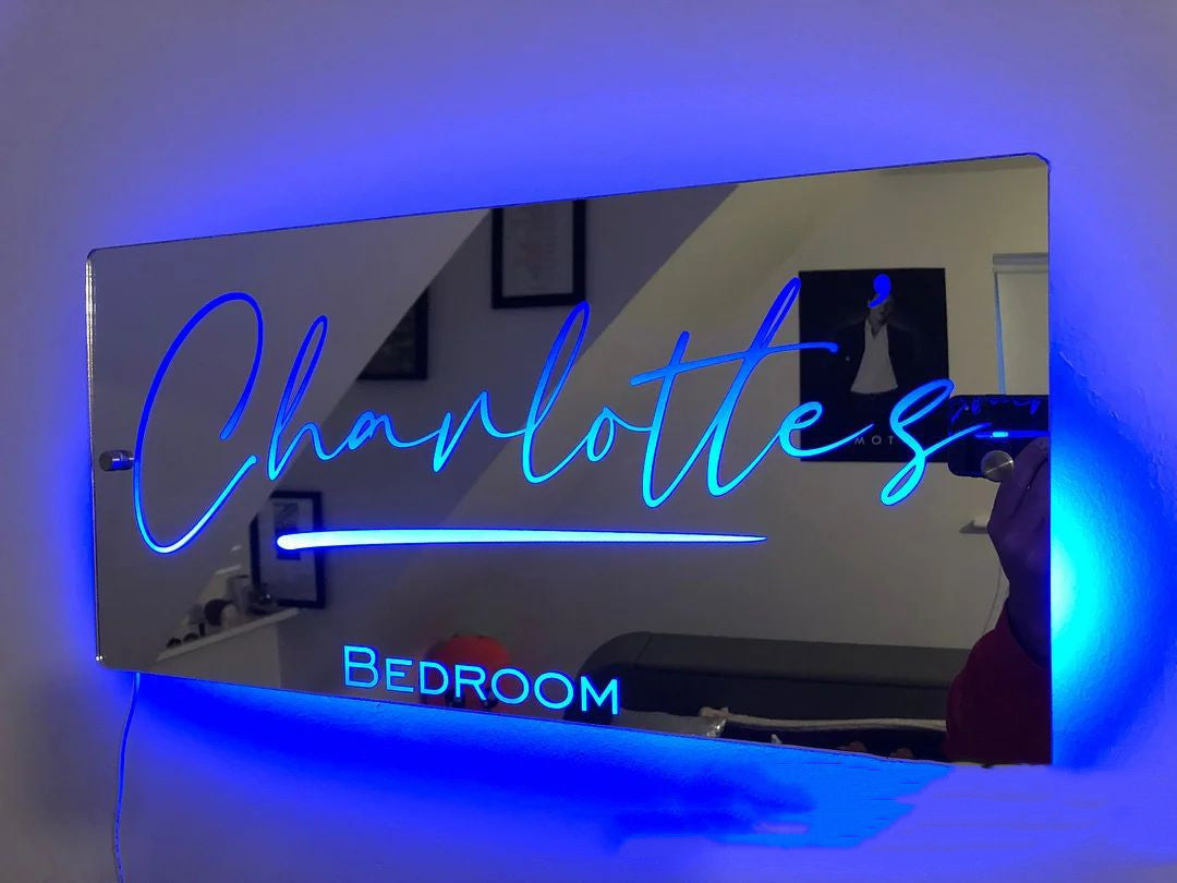 Personalized Name Mirror LED Light For Bedroom